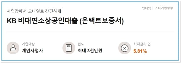 국민은행 비대면 소상공인 온택트대출 신용보증재단 보증료