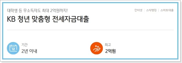 청년맞춤형 전세자금대출(무주택, 예비 세대주) 주거용 오피스텔 , 기간, 한도, 이자, 상환기간 -KB국민은행